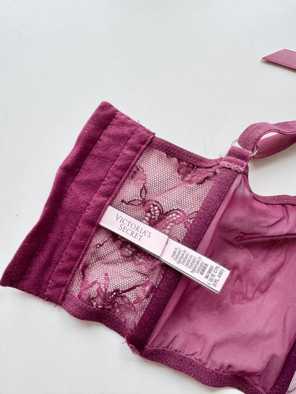 VICTORIA'S SECRET Peony Trellis Maroon Floral Lace Satin Bustier Top, Size M - Picture 13 of 15